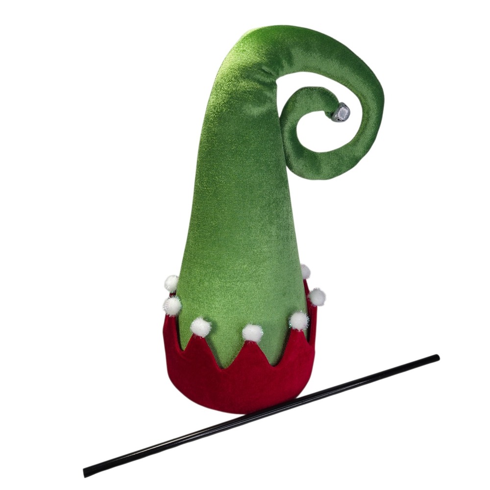 Cracker Barrel Elf Hat Pick Tree Topper Holiday Decoration Green Red Plush 16"